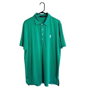 RLX Ralph Lauren Men Green Blue Striped Golf Wicking Polo Shirt Size Lar…